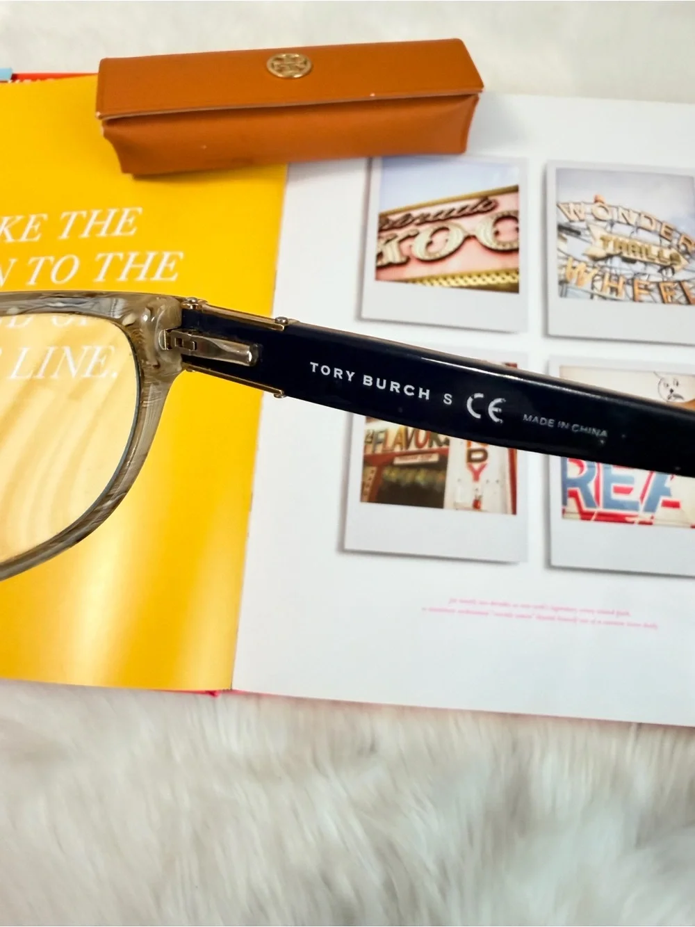 Tory Burch Cat-Eye Glasses in Brown with Cream Temples